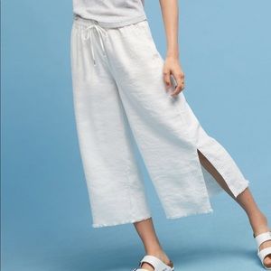 Cropped wide leg drawstring pants